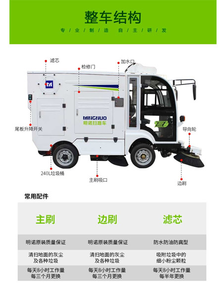 四轮扫路车MN-S1800配备240L标准阿瓦提垃圾桶